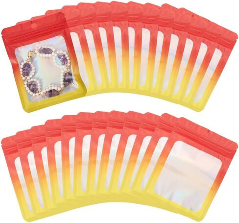 60Pcs Silver Rectangle Glitter Holographic Plastic Zip Bags Organizer Storage Resealable Packaging Self Seal Bag 12x7.5x0.01cm in Kuwait