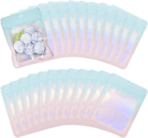 60Pcs Silver Rectangle Glitter Holographic Plastic Zip Bags Organizer Storage Resealable Packaging Self Seal Bag 12x7.5x0.01cm in Kuwait