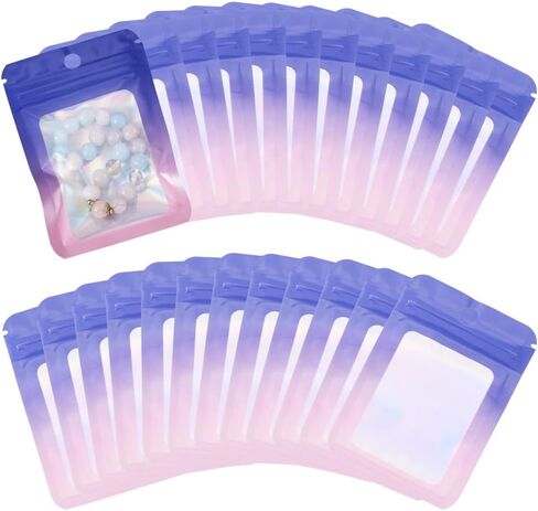 60Pcs Silver Rectangle Glitter Holographic Plastic Zip Bags Organizer Storage Resealable Packaging Self Seal Bag 12x7.5x0.01cm in Kuwait