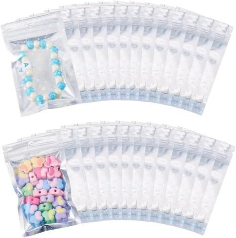60Pcs Silver Rectangle Glitter Holographic Plastic Zip Bags Organizer Storage Resealable Packaging Self Seal Bag 12x7.5x0.01cm in Kuwait