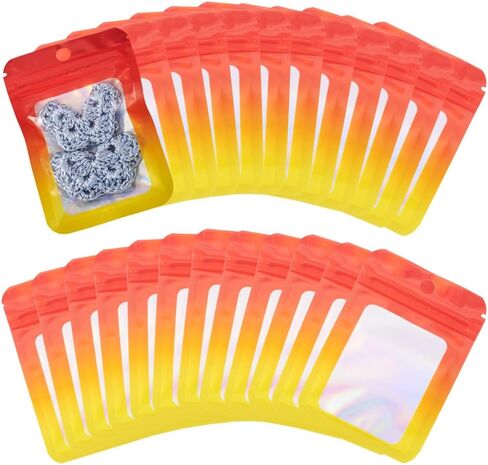 60Pcs Silver Rectangle Glitter Holographic Plastic Zip Bags Organizer Storage Resealable Packaging Self Seal Bag 12x7.5x0.01cm in Kuwait