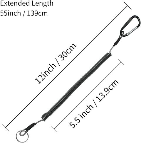 Fishing Lanyard 6 Pack, 16cm to 1.5m Retractable Reel Tether, Heavy Duty Fishing Pole Lanyard with Elastic TPU Cord & 7-Strand Steel Wire, Anti-Loss Safety Leash for Fishing Rod, Reel, Pliers in Kuwait