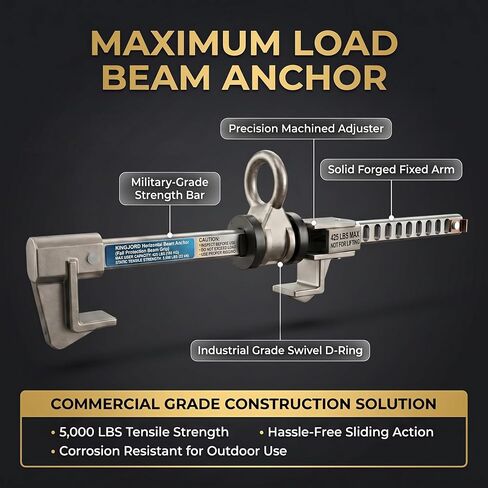 Sliding Beam Anchor, Adjustable I H Beam Clamp Fall Protection | 5000 lbf high strength steel fall arrest rigging. Fits 4" to 14.6" flange width. in Kuwait