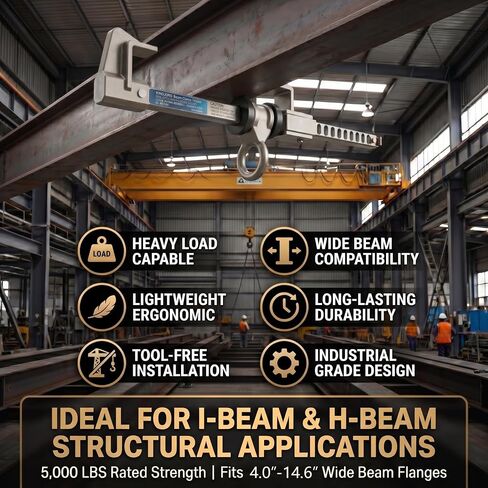 Sliding Beam Anchor, Adjustable I H Beam Clamp Fall Protection | 5000 lbf high strength steel fall arrest rigging. Fits 4" to 14.6" flange width. in Kuwait