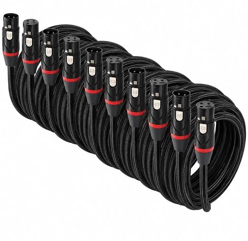 كابل ميكروفون XLR ذكر إلى أنثى، حزمة من 5، لمكبر الصوت أو نظام PA، استوديو التسجيل، الميكروفون، سلك نحاسي خالي من الأكسجين (OFC) in Kuwait