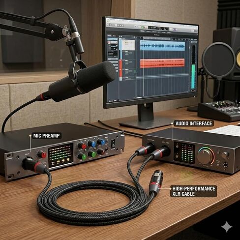 كابل ميكروفون XLR ذكر إلى أنثى، حزمة من 5، لمكبر الصوت أو نظام PA، استوديو التسجيل، الميكروفون، سلك نحاسي خالي من الأكسجين (OFC) in Kuwait