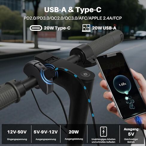 E Scooter USB C مقبس شواحن الأجهزة المحمولة، شاحن سكوتر 20 واط شاحن سريع XT30 لـ Xiaomi M365 1s Pro Pro2 3 lite 4 4-lite 4-Pro Ninebot F20 F25 F30 F40 USB-A & Type-C ملحقات سكوتر in Saudi Arabia