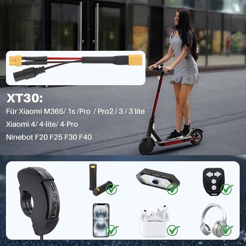 E Scooter USB C مقبس شواحن الأجهزة المحمولة، شاحن سكوتر 20 واط شاحن سريع XT30 لـ Xiaomi M365 1s Pro Pro2 3 lite 4 4-lite 4-Pro Ninebot F20 F25 F30 F40 USB-A & Type-C ملحقات سكوتر in Saudi Arabia