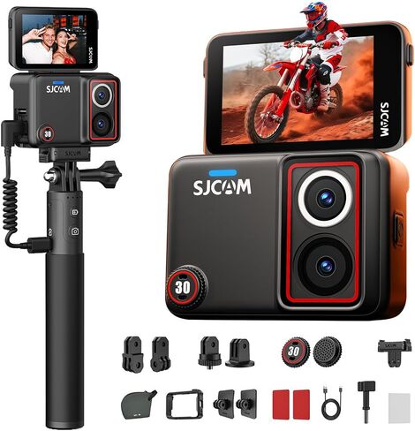 كاميرا SJCAM SJ30 8K/20FPS، 4K/60FPS مع ميكروفون لاسلكي ومقبض بطارية 7H، إضاءة منخفضة، شاشة لمس قابلة للطي 2.51 بوصة، تثبيت الحركة الثابتة 2.0، جسم مقاوم للماء بطول 5 متر، لمدونات الفيديو على YouTube Creator in Kuwait
