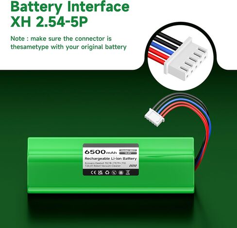 6500mAh Replacement Battery for ECOVACS DEEBOT Ozmo 950 DX9G, Deebot T5 T8 T8+ T9 T9+ T10 T20 T30 T30S T50 T50+ X1 X8 X9 Max Pro Omni/Aivi/Plus/Max/Power Robotic Vacuum, 14.4V in Kuwait