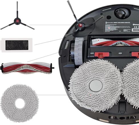 21 حزمة من ملحقات الأجزاء البديلة المتوافقة مع مكنسة Yeedi M12 Ultra PRO +/ ECO-VACS DEEBOT T30S Robot Vacuum، 1 فرشاة دوارة، 6 فرش جانبية، 6 أكياس غبار، 4 مرشحات هيبا، 4 وسادات ممسحة، 1 فرشاة تنظيف in Kuwait