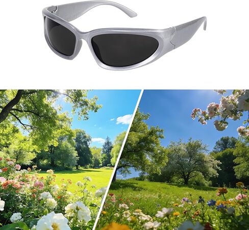 Marrywindix Y2K Wrap Around Sunglasses Trendy Futuristic Sunglasses Rave Retro Sport UV Protection Eyeglasses for Men Women in Kuwait