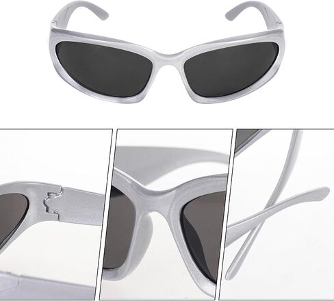 Marrywindix Y2K Wrap Around Sunglasses Trendy Futuristic Sunglasses Rave Retro Sport UV Protection Eyeglasses for Men Women in Kuwait