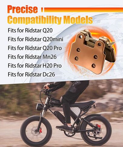 وسادات فرامل قرصية معدنية، عبوتان متوافقة مع Ridstar Q20/Q20 Mini/Q20 Pro/Mn26/H20 Pro/Dc26، أمامي وخلفي، استعادة الكبح القوي للدراجة الإلكترونية in Kuwait