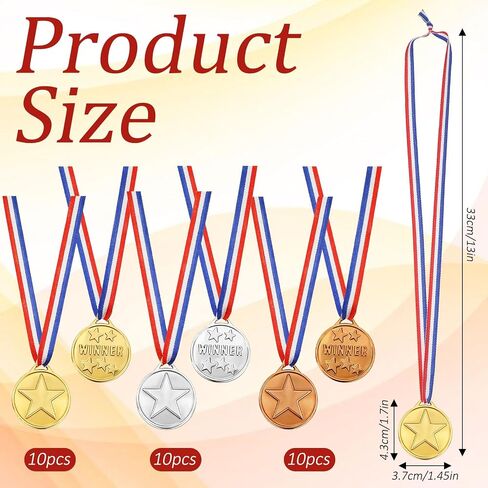 Tucnoeu 30pcs Plastic Medals - Winner Gold Silver Bronze Award Medals for Kids Competitions and Celebrations in Kuwait