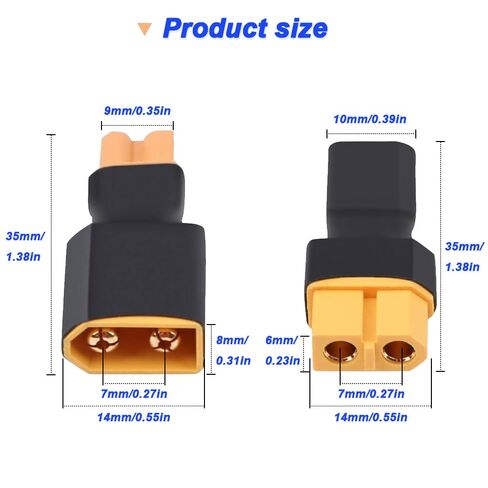 XT30 to XT60 Plug Adapter, XT30 Male to XT60 Female Plug & XT30 Female to XT60 Male Plug for RC FPV Drone Car Lipo NiMH Battery Charger ESC (4 Pack) in Kuwait