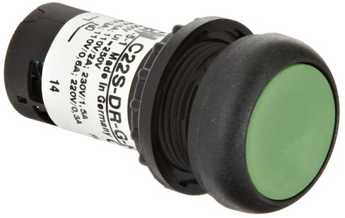Eaton C22S-DR-G-K10 مفتاح الضغط على الزر، مثبت بشكل متساطح، تشغيل مستمر، لون الزر الأخضر، لون الإطار الأسود، جهات اتصال SPST-NO in Kuwait