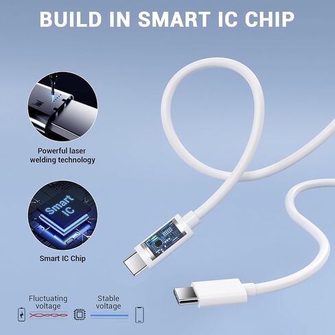 كابل شحن سريع EvoMart USB-C إلى USB-C 60 واط [عبوة من قطعتين، 6.6 قدم] - سلك شاحن طويل من النوع C لهاتف iPhone 17/Air/16/16e/15/Pro/Plus/Pro Max، لجهاز MacBook Pro/Air، لجهاز iPad Pro12.9/11in، Air 4/5، Mini 6/7 in Kuwait