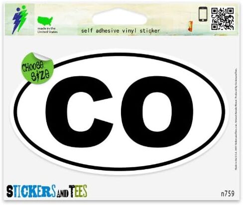 Colorado Co White State Oval Vinyl Car Bumper Window Sticker 3" x 2" in Kuwait