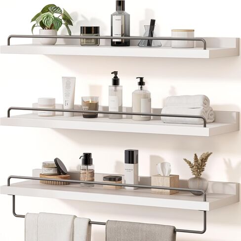 Bathroom Shelves, Wall Shelf Set of 3, Floating Shelves, Shelves for Room Wall, Bathroom Decor (Rustic Brown, 16.5 Inches) in Saudi Arabia