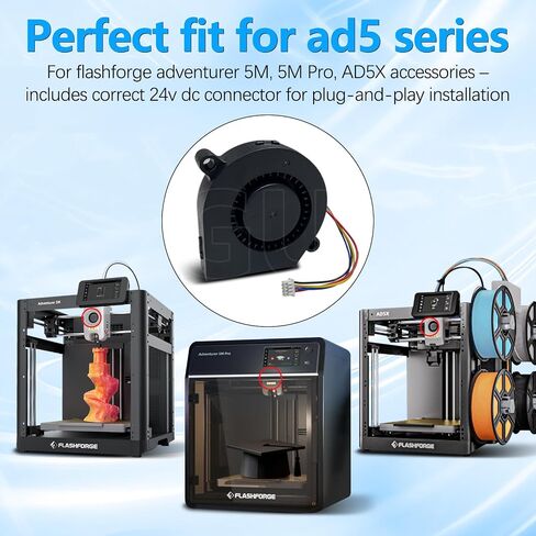 2 PK لـ Flashforge Adventurer 5M/5M Pro/AD5X 5015 مروحة منفاخ 24 فولت 9000 دورة في الدقيقة محمل كروي مزدوج، مروحة تبريد طارد مطورة للطباعة عالية السرعة، 40.000+ ساعة MTBF، بديل لـ Ad5M Hotend in Kuwait