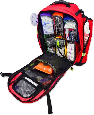 حقيبة الظهر Lightning X TacMed المعيارية للصدمات ALS المجهزة بالكامل لـ EMS / EMT مع مجموعة أدوات الإسعافات الأولية الفاخرة C - أحمر in Kuwait