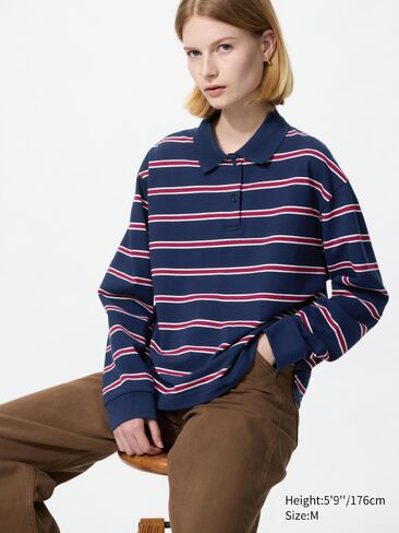 Uniqlo Striped Polo Shirt | Long Sleeve in Kuwait