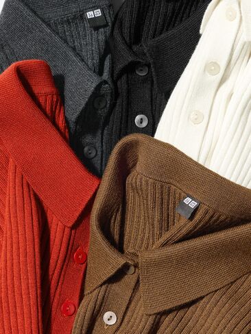 Uniqlo 3D متماسكة ميرينو مزيج سترة بولو in Kuwait