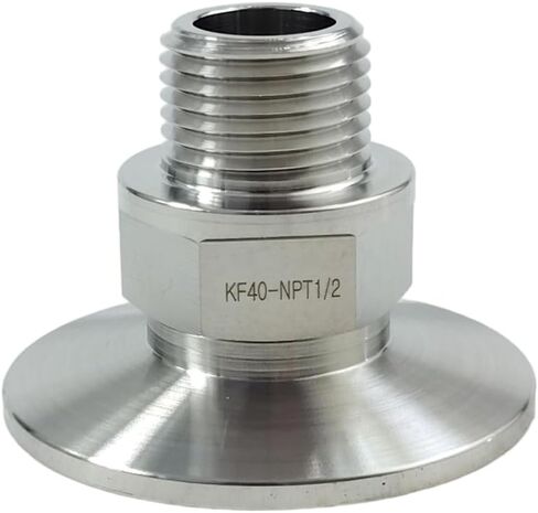 محول خيط ذكر KF40 إلى NPT، فولاذ مقاوم للصدأ 304، شفة NW40 KF، تركيب فراغ ISO-KF (1/2 بوصة NPT) in Kuwait