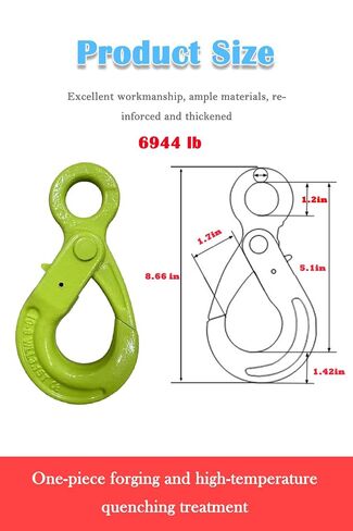 3.15t Eye Self Locking Hook WLL 6944 LBS Heavy Duty Forged Lifting Shackles for Rigging, Towing, Construction, and Marine Use【3.15T】 in Kuwait