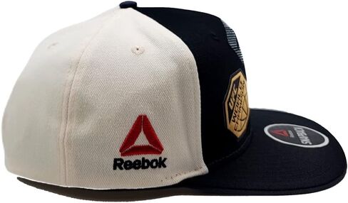 قبعة UFC Reebok RBK باللون الرمادي الداكن والأسود الكريمي والأبيض المسطحة ذات سناب باك in Kuwait