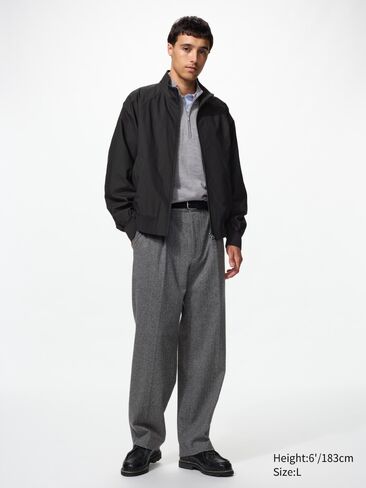 Uniqlo Pleated Wide Pants | Herringbone in Kuwait