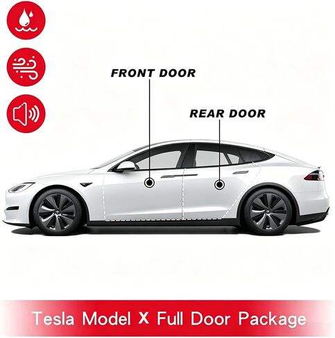 طقم ختم الباب لـ Tesla Model X | شريط عازل للطقس، طقم عازل للباب، واقي حافة باب السيارة، شريط عازل مطاطي عازل للصوت، مقاوم للضوضاء، مقاوم للغبار، 4 أبواب in Kuwait