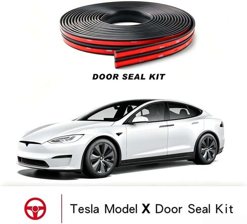 طقم ختم الباب لـ Tesla Model X | شريط عازل للطقس، طقم عازل للباب، واقي حافة باب السيارة، شريط عازل مطاطي عازل للصوت، مقاوم للضوضاء، مقاوم للغبار، 4 أبواب in Kuwait