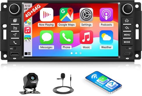 SIXTOP 4+64G Android Car Stereo Radio for Jeep Wrangler JK 2007-2018 Dodge RAM 1500 2009-2012 Wireless CarPlay Android Auto 7 Inch HD Touchscreen GPS Bluetooth 5.0 EQ WiFi SWC AHD Rear Camera in Saudi Arabia