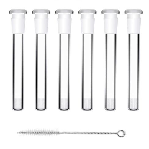 6 Pcs Borosilicate Glass Tubes, 14cm Length 14mm OD Connecting Tube Set | Heat Resistant Thick Glass Adapters with Cleaning Brush, Suitable for Labs, Experiments & Home Kitchen in Kuwait