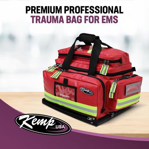 حقيبة الصدمات الاحترافية الفاخرة من كيمب يو إس إيه للخدمات الطبية الطارئة (EMS)، هيكل من القماش المشمع المقاوم للسوائل in Kuwait