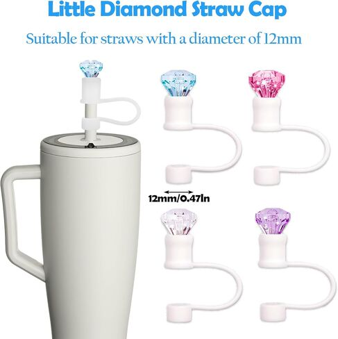 4pcs Diamond Straw Cover Cap for Brumate Era 30&40 oz Tumble, 12mm Reusable Silicone Straw Topper Protector Lid with Cute Mix Colors Décor Accessories in Kuwait