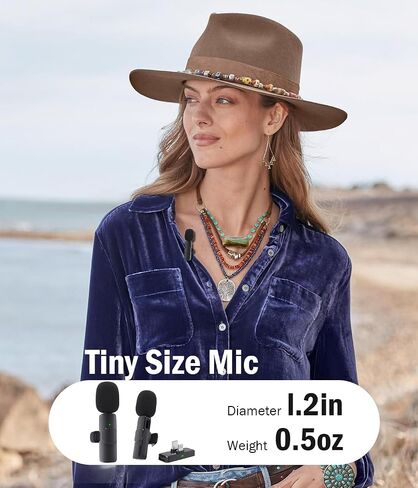 Wireless Mini Microphone for iPhone：2 Pack Lavalier Lapel Mic with AI Noise Cancellation & 70ft Range, 16H Total Battery, Plug and Play Clip-on Android Microphone for YouTube TikTok Podcast Vlogging in Kuwait