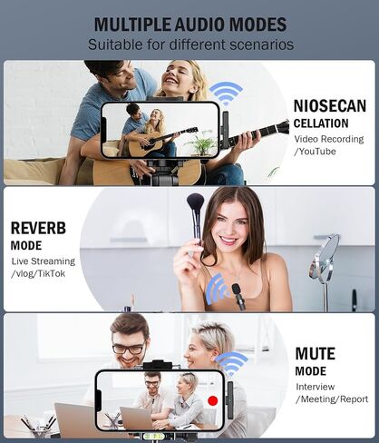 Wireless Mini Microphone for iPhone：2 Pack Lavalier Lapel Mic with AI Noise Cancellation & 70ft Range, 16H Total Battery, Plug and Play Clip-on Android Microphone for YouTube TikTok Podcast Vlogging in Kuwait