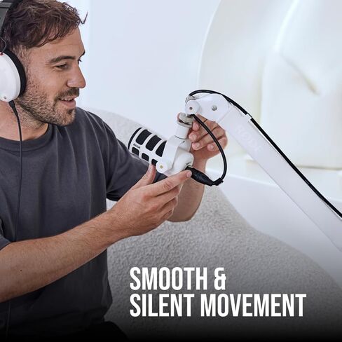 ميكروفون RODE PodMic الديناميكي للبودكاست (أبيض) مع ذراع استوديو احترافي RODE PSA1+ (أبيض) وكابل XLR in Kuwait