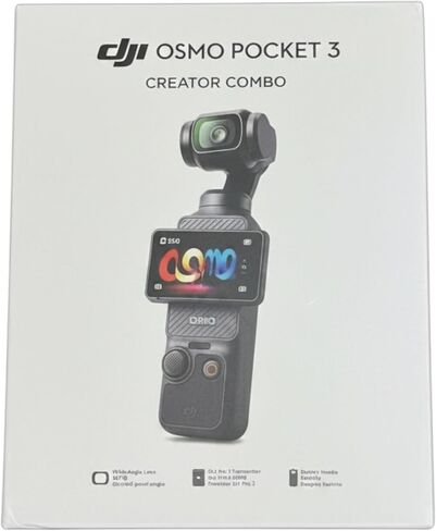 DJI Osmo Pocket 3 Creator Combo, 1'' CMOS, 4K Resolution/120fps Vlog Camera, 3-Axis Stabilization, Face/Object Tracking, Mic Included for Clear Sound, Digital Camera for YouTube (Renewed) in Kuwait