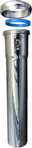 EZ-FLUID 1-1/4" x 6" شديد التحمل سميك من الدرجة التجارية 17GA من النحاس الكروم أنبوبي مفصل تمديد بالوعة أنبوب خلفي، صامولة نحاسية للحمام، المطبخ تحت أنبوب تصريف P-Trap (1) in Kuwait