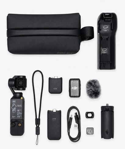 DJI Osmo Pocket 3 Creator Combo, 1'' CMOS, 4K Resolution/120fps Vlog Camera, 3-Axis Stabilization, Face/Object Tracking, Mic Included for Clear Sound, Digital Camera for YouTube (Renewed) in Kuwait