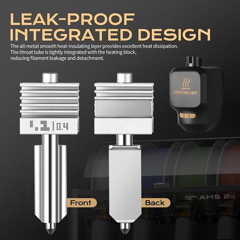 قطعتان، 0.2+0.4 هوتند، فوهة فولاذية صلبة، متوافقة مع طابعات سلسلة Bambu Lab P2S/H2D/H2S/A1/X2D ثلاثية الأبعاد، | أجزاء الطابعة ثلاثية الأبعاد من بامبو لاب in Kuwait