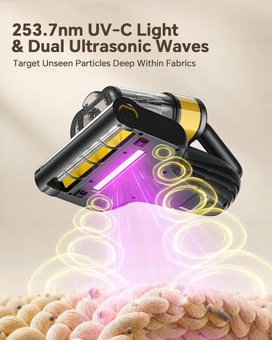 Mr.ego Cordless Mattress Vacuum Cleaner, 16Kpa Bed Vacuum Cleaner, UV-C & Ultrasonic Deep Cleaning, Smart Sensor & LED Display, Large Dust Cup, Reusable Filter, Handheld Vacuum for Bed, Sofa, Crib in Saudi Arabia