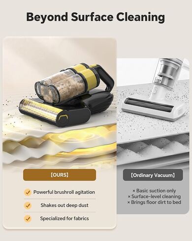 Mr.ego Cordless Mattress Vacuum Cleaner, 16Kpa Bed Vacuum Cleaner, UV-C & Ultrasonic Deep Cleaning, Smart Sensor & LED Display, Large Dust Cup, Reusable Filter, Handheld Vacuum for Bed, Sofa, Crib in Saudi Arabia