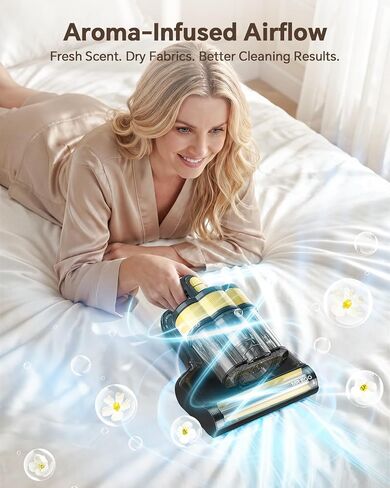 Mr.ego Cordless Mattress Vacuum Cleaner, 16Kpa Bed Vacuum Cleaner, UV-C & Ultrasonic Deep Cleaning, Smart Sensor & LED Display, Large Dust Cup, Reusable Filter, Handheld Vacuum for Bed, Sofa, Crib in Saudi Arabia