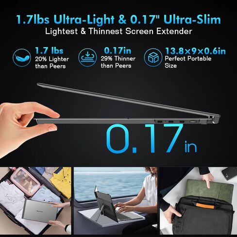 Blackview DCM8 Laptop Screen Extender 15.6" Portable Monitor 1920x1200 IPS FHD, Ultra-Slim Travel Dual Monitor for 13-17.3" Laptops, USB-C Plug & Play External Display for Windows/Mac/Android/Switch in Saudi Arabia