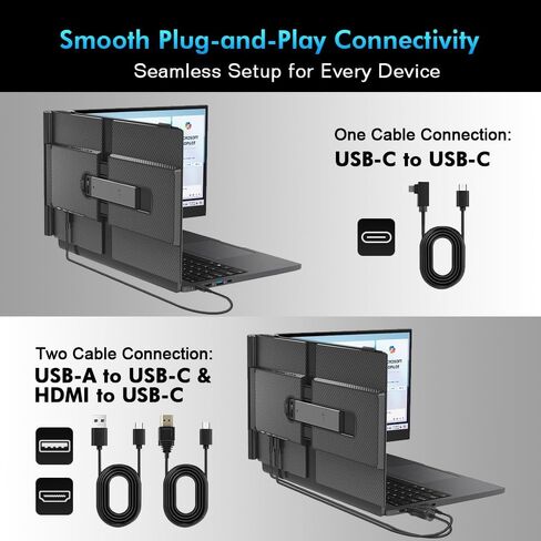 Blackview DCM8 Laptop Screen Extender 15.6" Portable Monitor 1920x1200 IPS FHD, Ultra-Slim Travel Dual Monitor for 13-17.3" Laptops, USB-C Plug & Play External Display for Windows/Mac/Android/Switch in Saudi Arabia